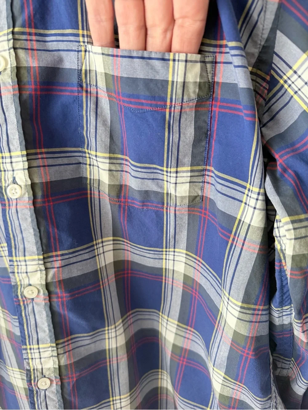 J. Crew Tartan Plaid Button Down Shirt Men's XL Blue Cotton-Long Sleeve